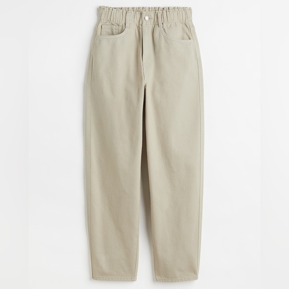H&M High Waist Twill Pants, Green/Beige, 12 - Picture 1 of 10